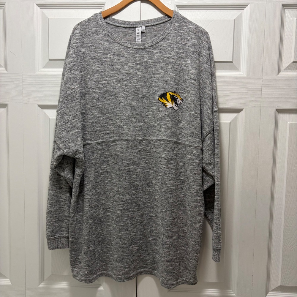chicka-d Mizzou Tigers Spirit Jersey Womens XL Gray Heathered Long Sleeve Shirt